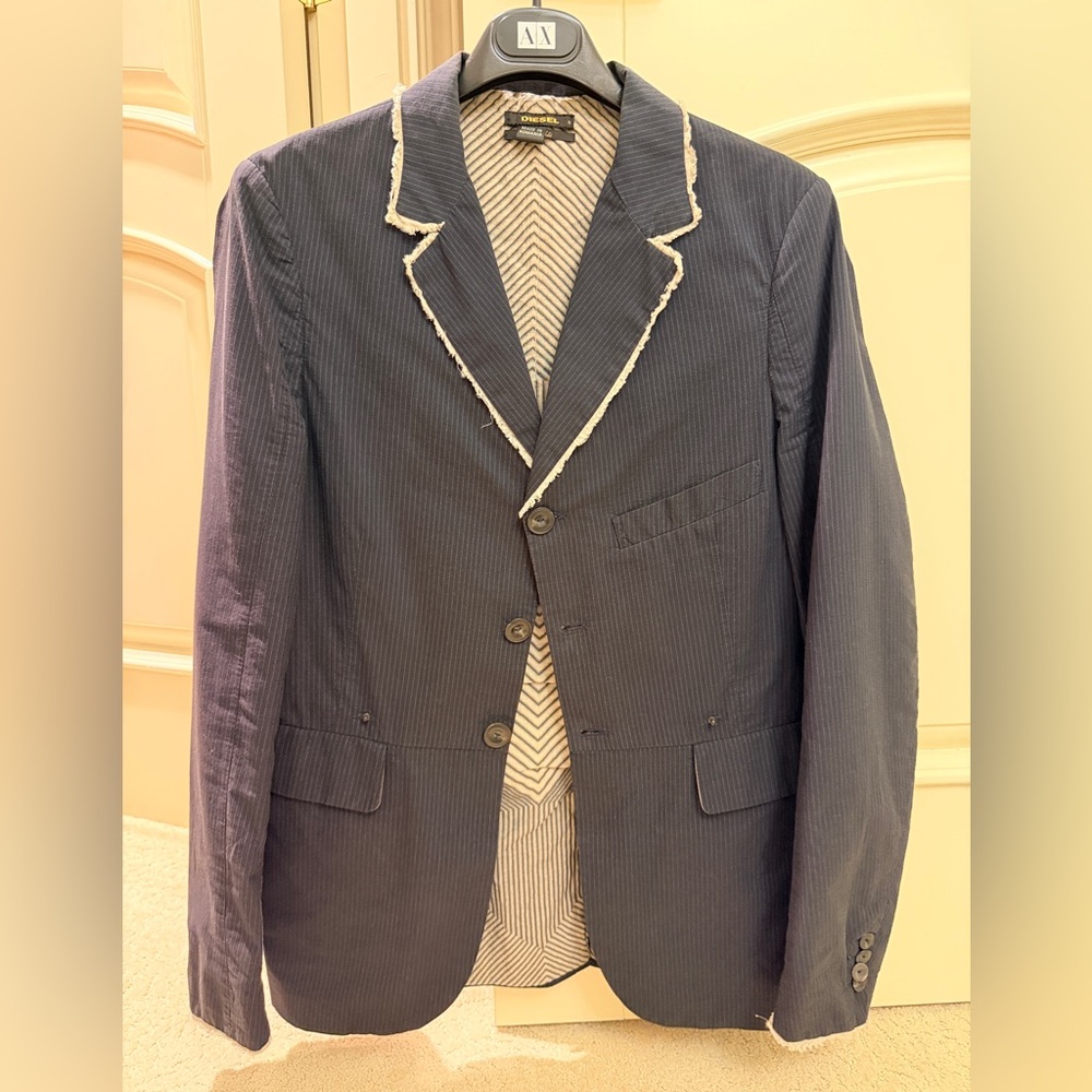 DIESEL black gold label brand new navy stripe blazer jacket SIZE S